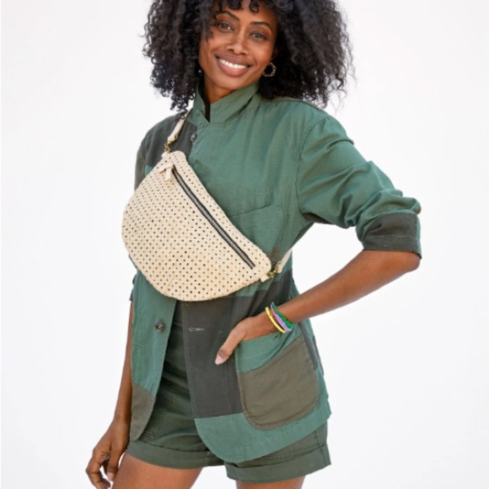 Clare V. Grande Fanny Belt Bag - Cream Rattan - NWOT